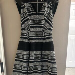 Rebecca Taylor Black and White Striped Mini Dress